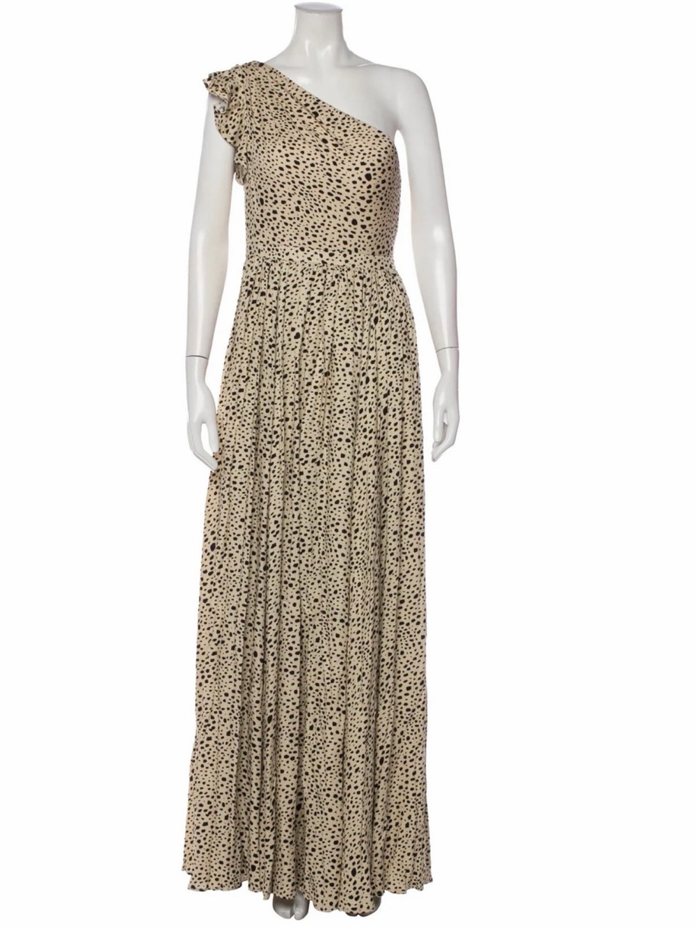 Ieena for Mac Duggal One Shoulder Animal Print Gown Cream/Black Size 14